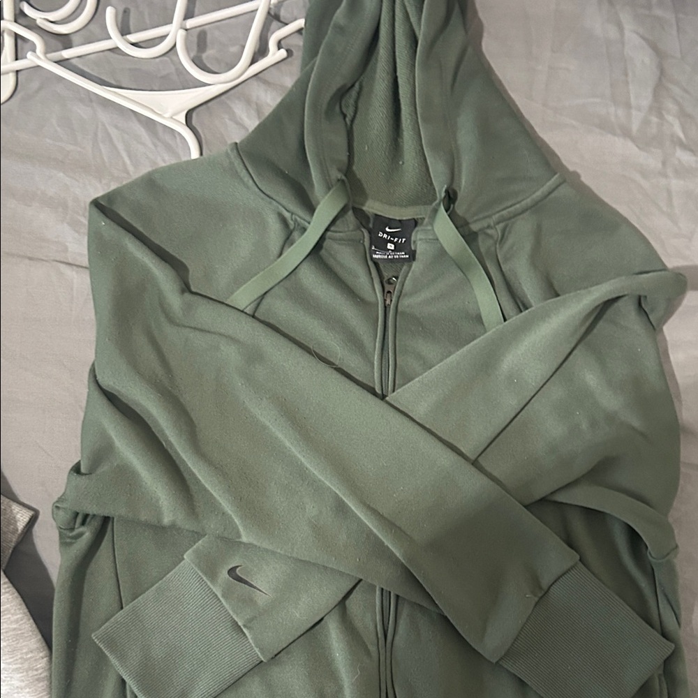 Nike Women's Olive Green Zip-Up Hoodie